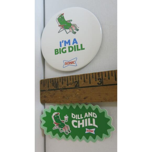 Sonic Drive In Grillo's Pickles Promo Bundle Pin Straw Topper Sticker NEW - Picture 7 of 9